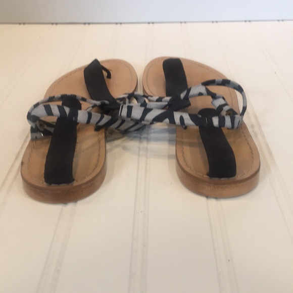 Niccolo Vacari Black Gray Zebra Flat Sandals - Picture 3 of 8